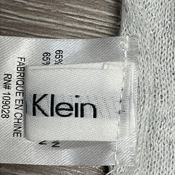 Calvin Klein White and Metallic Silver Scarf - Picture 6 of 8